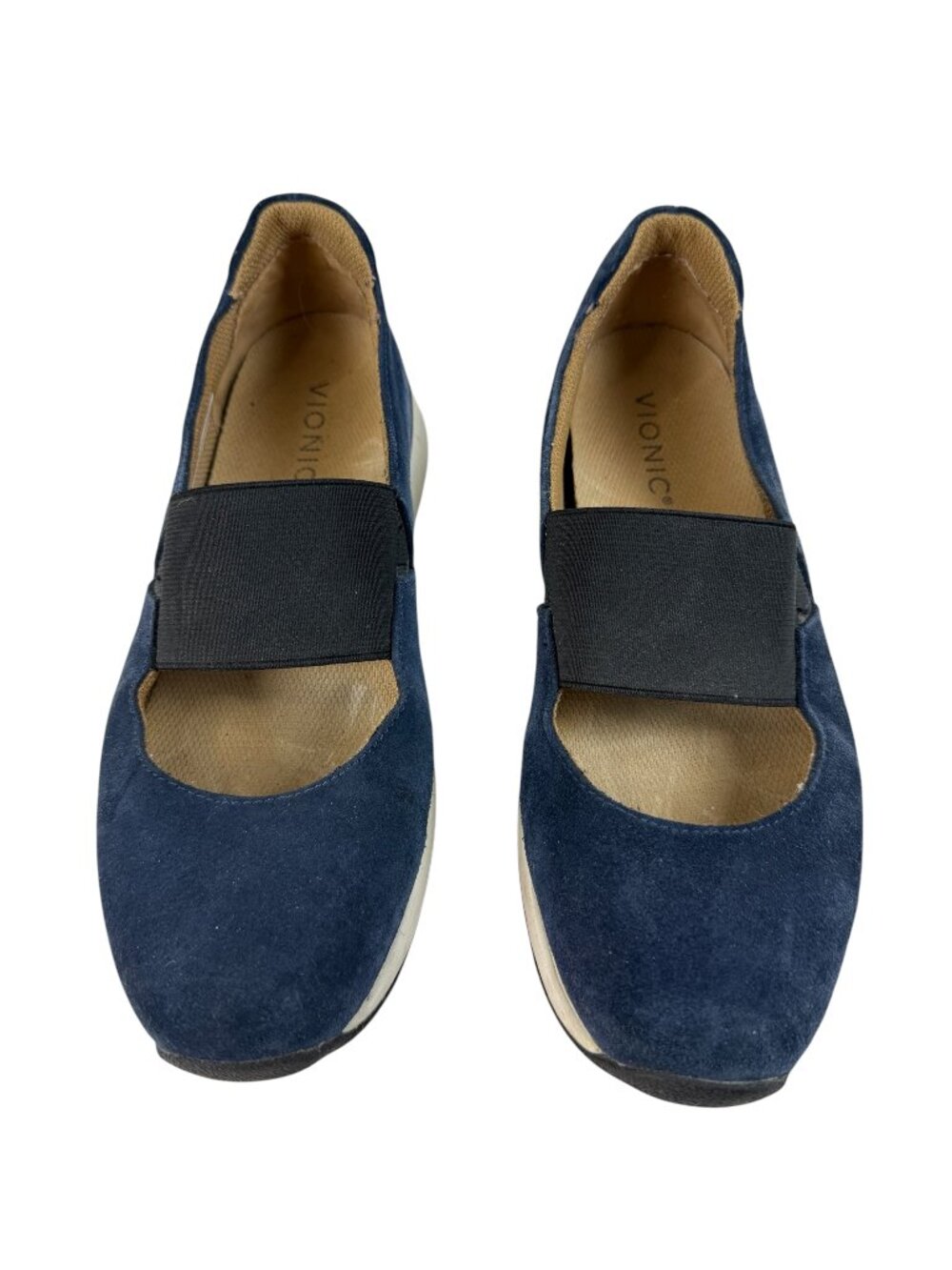 Vionic Cadee Women's 8 M Mary Jane Slip On Shoes Navy Blue Suede Comfort Stretch